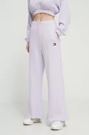 Spodnie damskie - Tommy Jeans spodnie dresowe kolor fioletowy gładkie - miniaturka - grafika 1