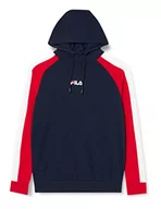 Bluzy męskie - FILA Męska bluza z kapturem Solana Blocked Black Iris-True Red-Bright White, XS, Black Iris-true Red-Bright White, XS - miniaturka - grafika 1