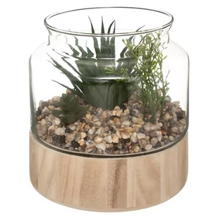 Atmosphera Sztuczne rośliny wys 17,5 cm w szklanym terrarium na podstawie 173060 - Sztuczne kwiaty - miniaturka - grafika 1