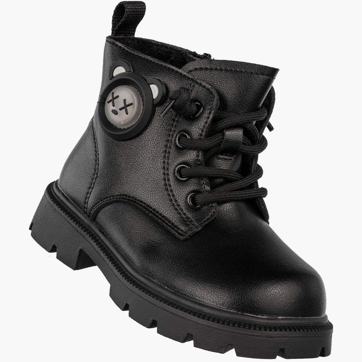 Trzewiki Dziecięce Botki Ekoskóra Zimowe Świecące Ocieplane Czarne Apawwa N5000P Czarny 24