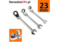 Klucze i nasadki - Klucz płasko-oczkowy z grzechotką i przegubem, łamany 23mm - miniaturka - grafika 1