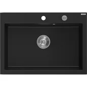 Zlewozmywaki - Mexen Elix zlewozmywak granitowy 1-komorowy 700 x 500 mm, czarny, syfon chrom - 6526701005-77 - miniaturka - grafika 1