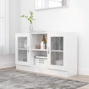 vidaXL Witryna na wysoki połysk, biała, 120x30,5x70 cm, płyta wiórowa 802792 - Szafki do salonu - miniaturka - grafika 10