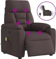 Fotele - vidaXL vidaXL Rozkładany fotel masujący, elektryczny, ciemny brąz, tkanina - miniaturka - grafika 1