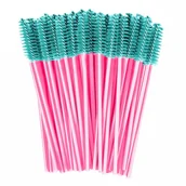 Sztuczne rzęsy i akcesoria - Szczoteczka spiralka do rzęs i brwi, Clavier 50 szt. - turkusowo-różowa - miniaturka - grafika 1