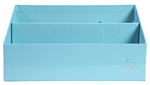 Exacompta 67962D Organizer na listy Aquarel z 3 przegródkami o wymiarach 25x10x14 cm na listy oraz długopisy niebieski pastelowy pojemnik na listy pudełko na dokumenty wykonany z bardzo mocnej tektury
