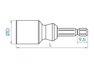 NASADKA DO PRĘTÓW GWINTOWANYCH 12mm DO WKRĘTAREK 1/4" x 66mm (ZAKRES 11.4 - 12.7mm) King Tony - Bity - miniaturka - grafika 2