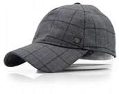 Czapki i chusty sportowe męskie - Czapka Z Daszkiem Bejsbolówka Grafitowa W Elegancką Kratę Pako Jeans - miniaturka - grafika 1