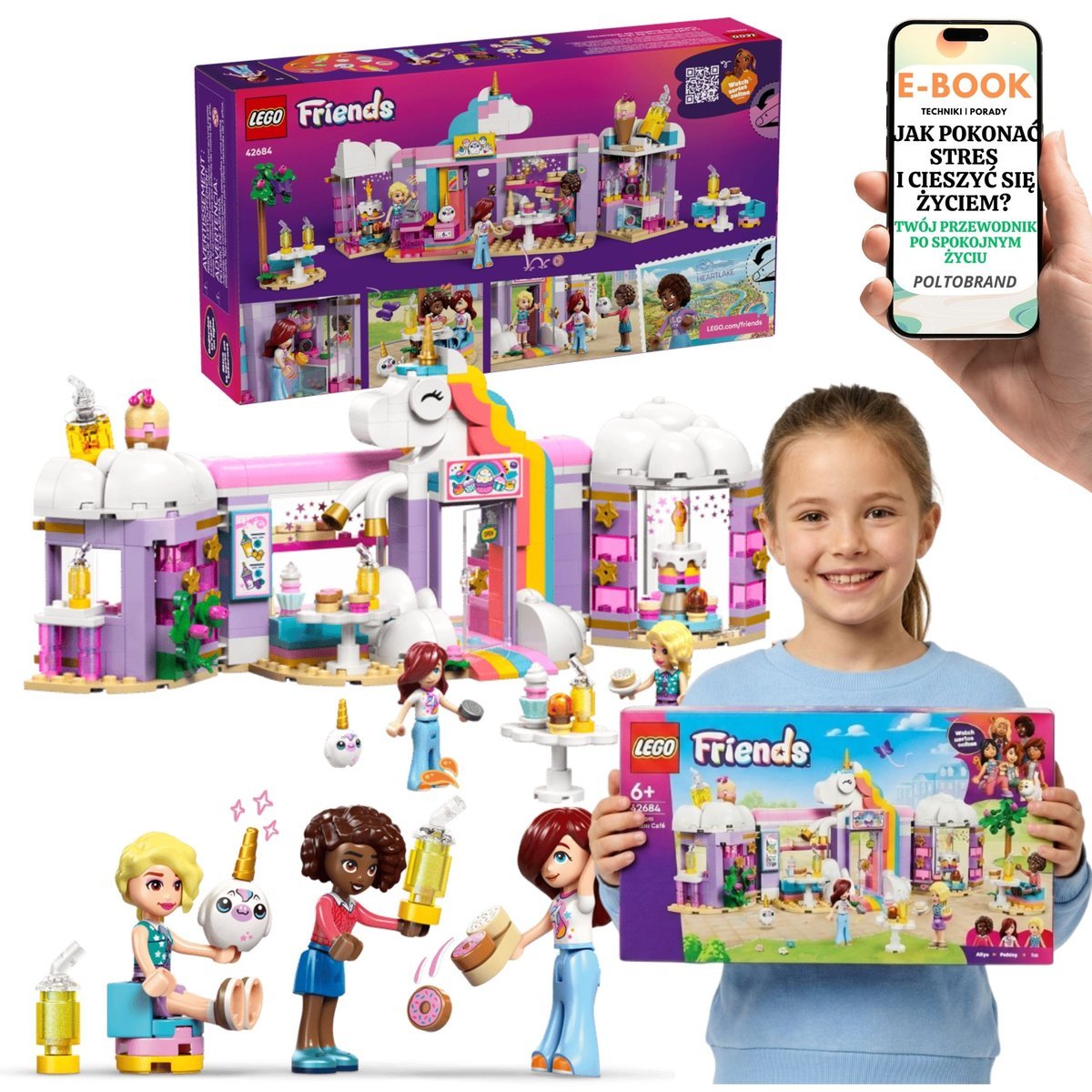 LEGO JEDNOROŻEC KAWIARNIA LEGO Friends 42684 Tęczowa Kafejka + E-BOOK-1