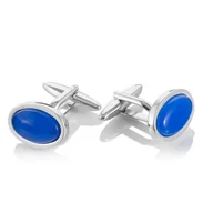 Spinki do mankietów i krawatów - Spinki do mankietów z niebieskim kocim okiem SL-10430 - miniaturka - grafika 1