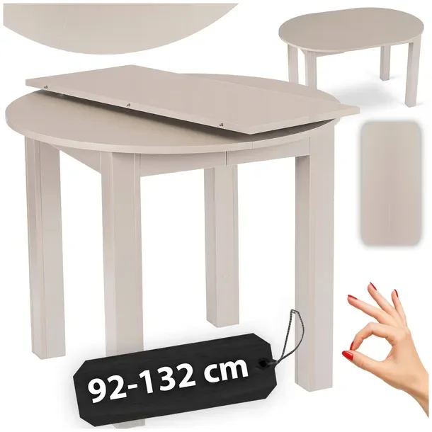 Stół Rozkładany Okrągły Kuchenny Do Jadalni Salon Kaszmir HARRY 92-132 cm