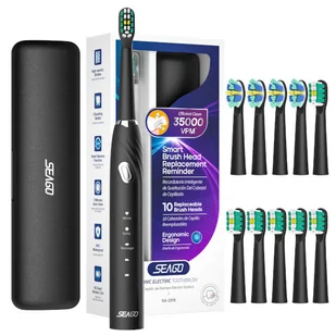 Seago soniczna szczoteczka do zębów SG-2316 czarna ,10 końcówek + etui - Szczoteczki elektryczne - miniaturka - grafika 1