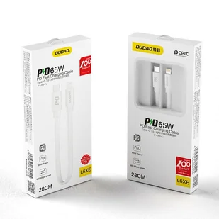 Dudao krótki kabel USB Typ C - Lightning 65 W 28 cm Power Delivery biały (L6XE white) - Kable USB - miniaturka - grafika 5