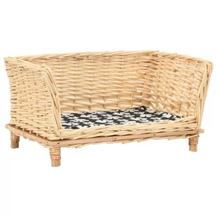 Vidaxl Kosz dla psa z poduszką 50x33x35 cm naturalna wiklina 170773 - Legowiska dla psów - miniaturka - grafika 1