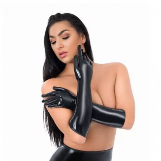 Bielizna erotyczna damska - Me You Us Latex Full Length Gloves Black M - grafika 1