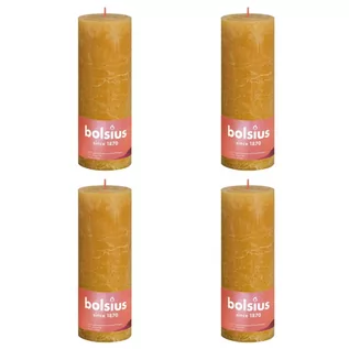 Świece - Bolsius Rustykalne świece pieńkowe Shine, 4 szt., 190x68 mm, miodowe - grafika 1