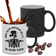 Kubki - Kubek Magiczny Czarny Brokatowy THE HOLIDAY SEASON Prezent Na Święta Wzory - miniaturka - grafika 1