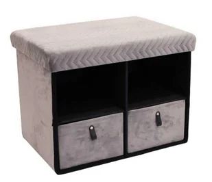 Pufa CUBIX organizer z szufladami szara - Szafki na buty - miniaturka - grafika 1