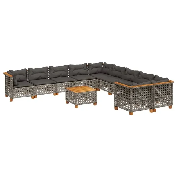 Zestaw wypoczynkowy rattan PE szary 10szt. 63,5x63,5x62 cm