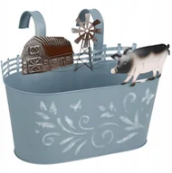 Donice - Metalowa osłonka na doniczkę RANCH z motywem zwierząt gospodarskich, 34 cm - miniaturka - grafika 1