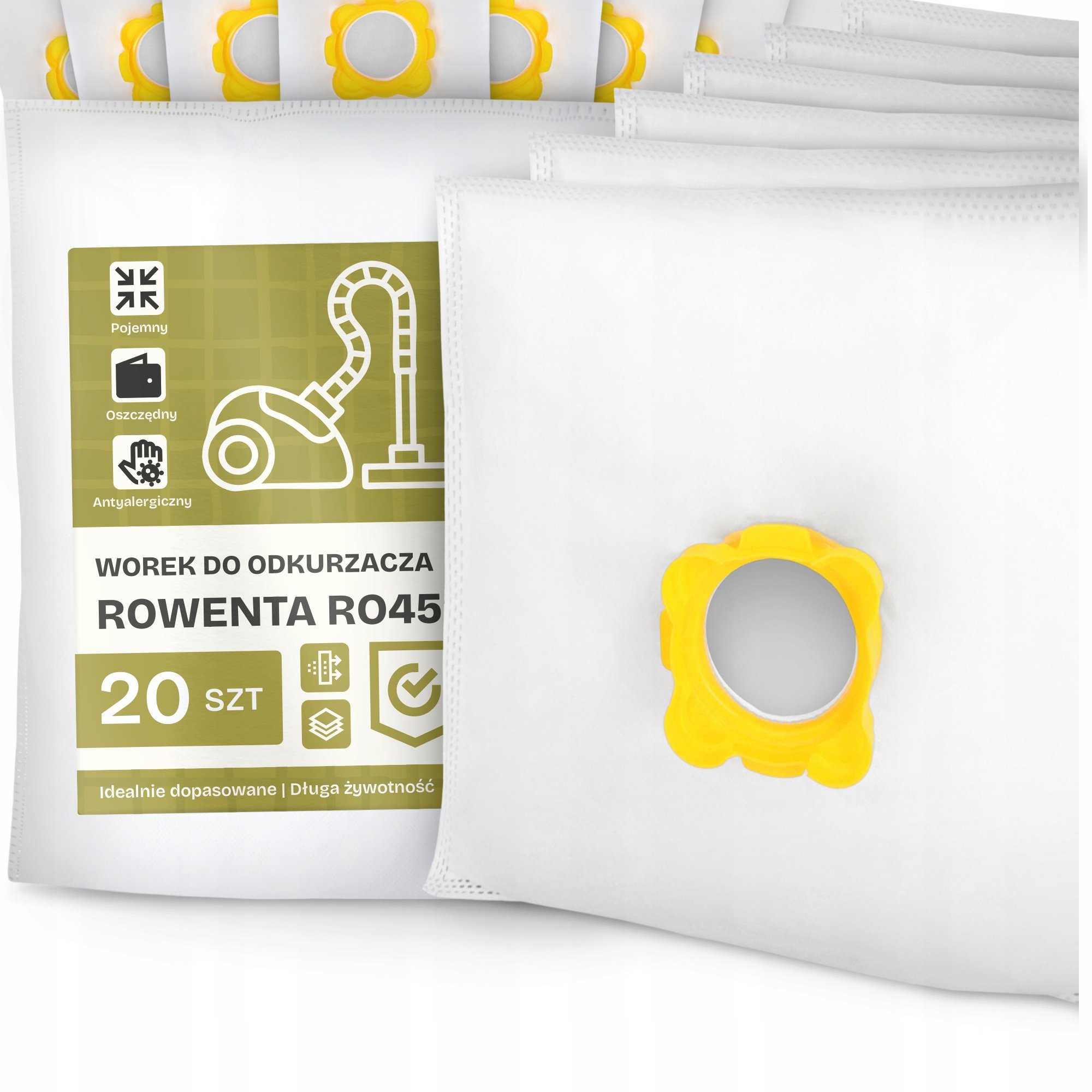 20x Worek do Odkurzacza Rowenta RO4520 Syntetyczny Mikrowłókna Duży Work G9