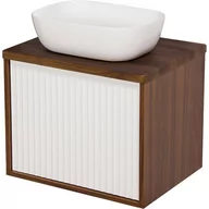 Szafki łazienkowe - Szafka łazienkowa wisząca z umywalką dąb wenge/biały mat 60 cm Venus Gante - miniaturka - grafika 1