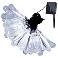 Lampy ogrodowe - Solarna Girlanda Świetlna Ogrodowa Lampki Krople Led 6,5M Zimne - miniaturka - grafika 1