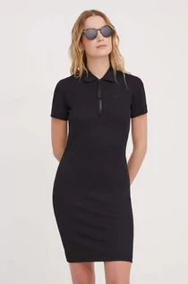 Sukienki - Lacoste sukienka kolor czarny mini dopasowana - grafika 1