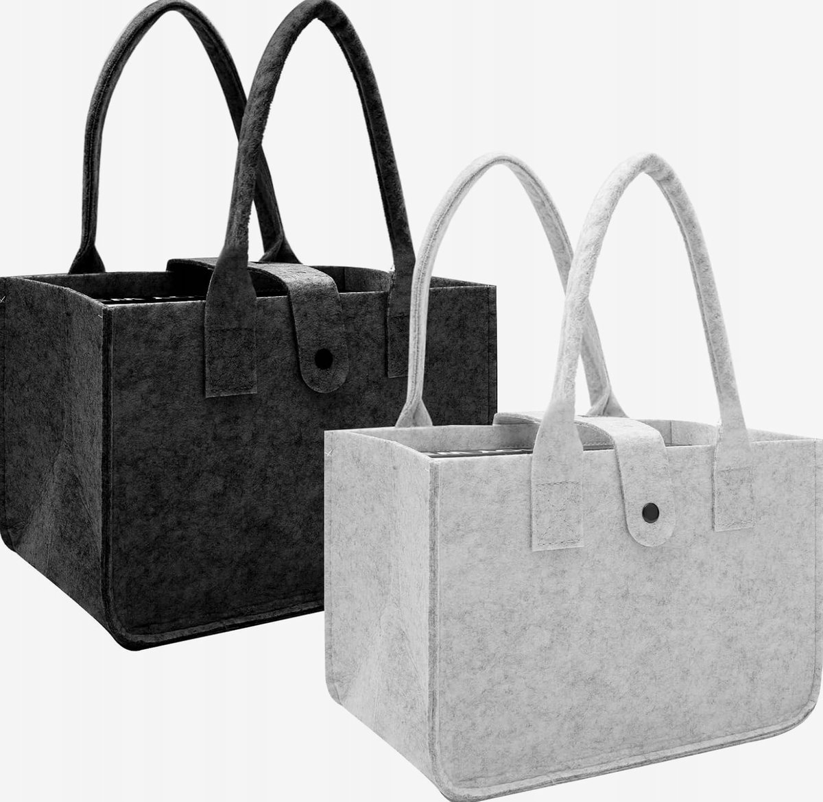 TORBA FILCOWA 2 SZTUKI 30X20X18CM SKŁADANA KOSZ ZAKUPY JASNOSZARA