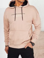 Bluzy męskie - Bluza męska z nadrukiem beżowa Dstreet BX5722-S - miniaturka - grafika 1