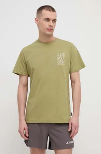 Jack Wolfskin t-shirt Jack Tent męski kolor zielony z nadrukiem - Koszulki męskie - miniaturka - grafika 1