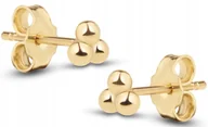 Biżuteria dla dzieci - PIĘKNE ZŁOTE KOLCZYKI KULKI KULECZKI POTRÓJNE 14KT 585 - miniaturka - grafika 1