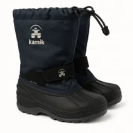 Śniegowce damskie - KAMIK ŚNIEGOWCE DZIECIĘCE GRANATOWE Z RZEPAMI I ŚCIĄGACZEM 32 J0A - miniaturka - grafika 1