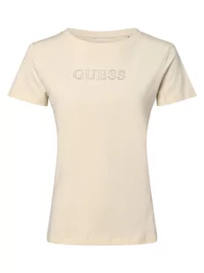 GUESS - T-shirt damski, beżowy - Koszulki i topy damskie - miniaturka - grafika 1