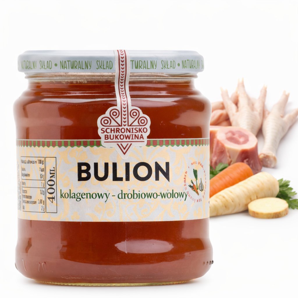 Bulion drobiowo-wołowy kolagenowy 400 ml - Schronisko Bukowina