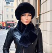 Czapki damskie - CZAPKA DAMSKA SZALIK ZIMOWA MODNA ELEGANCKA CIEPŁA TOCZEK FUTERKO CZARNA - miniaturka - grafika 1