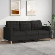 Sofy i kanapy - vidaXL Sofa 3-osobowa, czarna, 180 cm, tapicerowana tkaniną - miniaturka - grafika 1