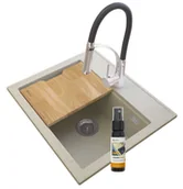 Zlewozmywaki z baterią - Foxal Beżowy Zlew Granitowy + Bateria Nexo Chrom - miniaturka - grafika 1