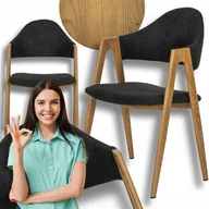 Krzesła - Krzesło Tapicerowane Kuchenne Do Salonu Jadalni Ruiz Loft Czarne Dąb Złoty - miniaturka - grafika 1