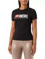 Koszulki i topy damskie - Diesel T-SLI-DIV T-Shirt Koszulka damska, Czarny Czarny, XXS - miniaturka - grafika 1