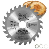 Tarcze do pił - Piła Tarcza Widiowa Do Cięcia Drewna 125X22,2 24 Zęby Verke V44005 + Redukcje - miniaturka - grafika 1