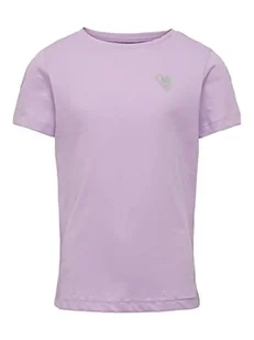 Bestseller A/S KOGKITA S/S Logo Top JRS NOOS, Lavendula/nadruk: srebrne błyszczące serce, 158/164 cm - Koszulki i topy damskie - miniaturka - grafika 1
