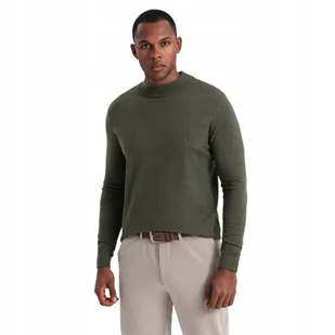 Elegancki męski półgolf z wiskozą ciemnooliwkowy Ombre OM-SWTN-0125 V5 XXL - Swetry męskie - miniaturka - grafika 1