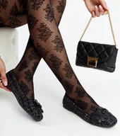 Baleriny - Czarne balerinki z ozdobnym kwiatkiem Mateja -38 - miniaturka - grafika 1