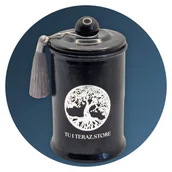 Świece - ŚWIECA SOJOWA PREMIUM Z KULKĄ I CHWOSTEM CZARNA 480g CZARNY OUD SREBRNE LOGO - miniaturka - grafika 1