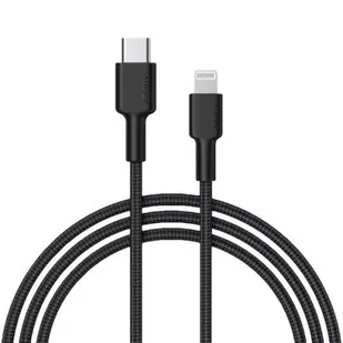 Aukey CB-CL02 NYLONOWY KABEL USB C-LIGHTNING 1.2M CB-CL02 BLACK - Kable USB - miniaturka - grafika 1