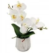 Sztuczne kwiaty - Storczyk sztuczny w doniczce biały orchidea kompozycja 30 cm dekoracja - miniaturka - grafika 1