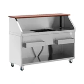 Pozostałe akcesoria barmańskie - Royal Catering Mobilna stacja barmańska komora na lód i uchwyt na butelkę lada 150 cm o wyglądzie drewna - miniaturka - grafika 1