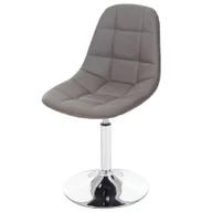 Krzesła - Krzesło do jadalni HWC-A60, krzesło obrotowe, retro 50s design ~ sztuczna skóra taupe-szary, chromowana podstawa - miniaturka - grafika 1
