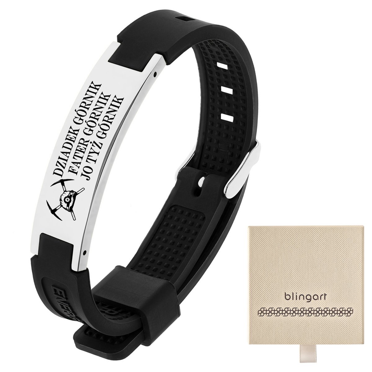 Bransoletka KAUCZUKOWA z grawerem BLASZKA zdrowotn